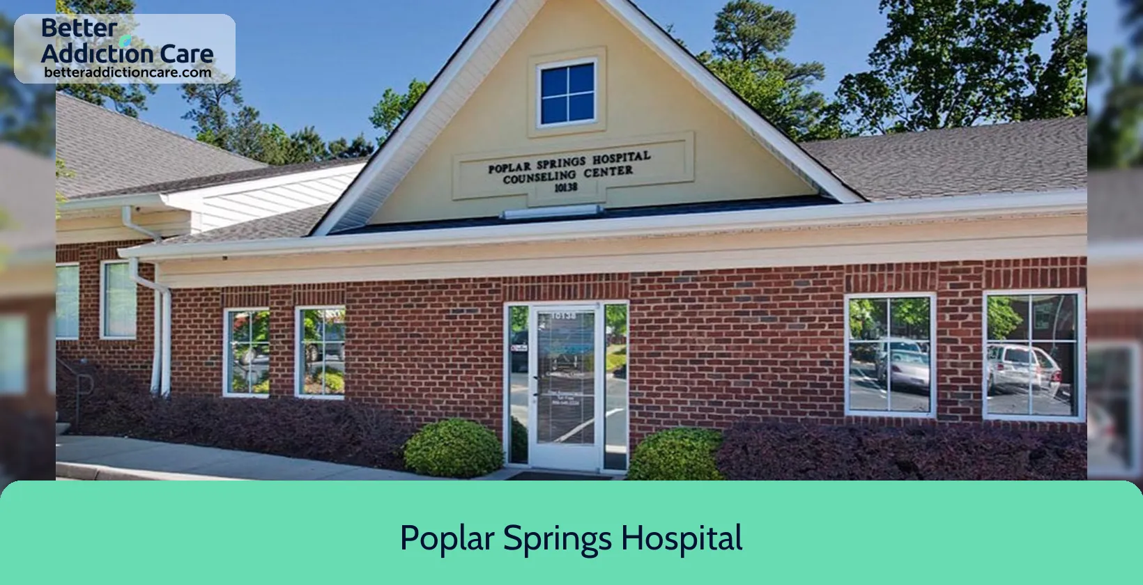 Poplar Springs Hospital 350 Poplar Drive 1 Poplar Springs Hospital 350 Poplar Drive 1